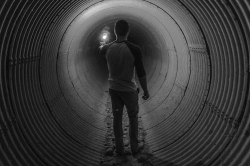 Man in tunnel 